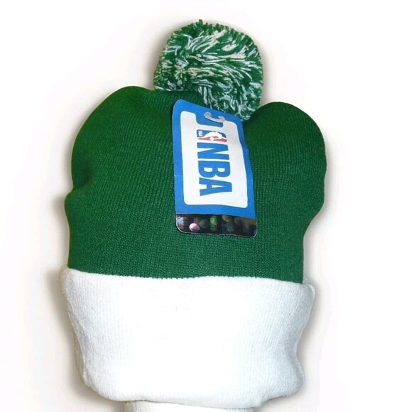 Boston Celtics Mens Adult Green White Beanie Pom Winter Hat Cap New Nba Tags - Picture 2 of 2